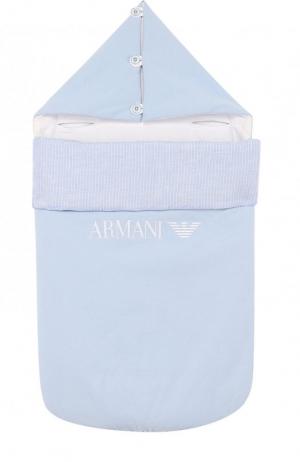 Хлопковый конверт Armani Junior. Цвет: голубой