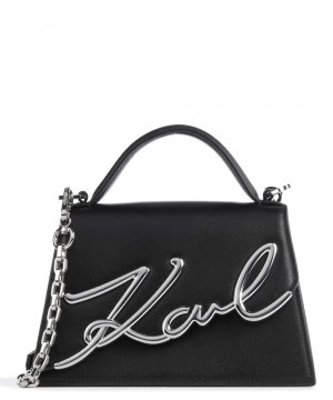 Маленькая сумка через плечо Signature из мелкозернистой яловой кожи. , черный Karl Lagerfeld