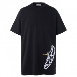 Onitsuka Tiger Классическая модная футболка с короткими рукавами принтом, топы унисекс, черные 2183A712-001