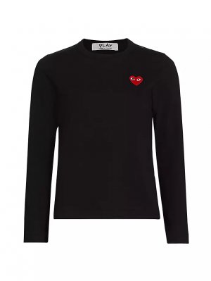 Хлопковая футболка с длинными рукавами и логотипом Heart , черный Comme Des Garçons Play