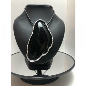 Колье Перо, металл, длина 75.5 см, черный, серебряный Fashion jewelry. Цвет: черный/серебристый