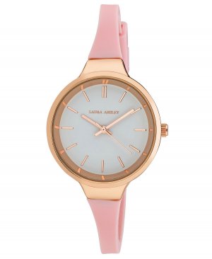 Женские кварцевые розовые силиконовые часы 34 мм , золотой Laura Ashley