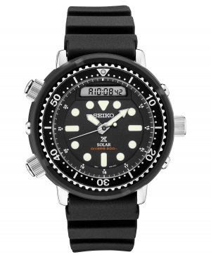 Мужские аналогово-цифровые часы Prospex Divers с солнечной батареей, черный силиконовый ремешок, 47,8 мм Seiko