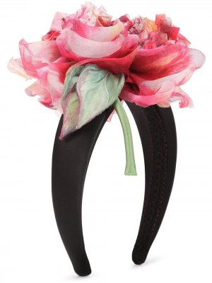 Ободок с цветочной аппликацией Dolce & Gabbana. Цвет: черный