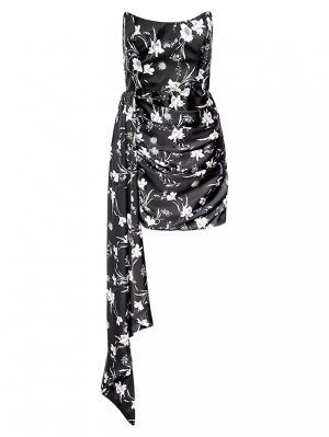 Атласное мини-платье с драпировкой и цветочным принтом Chasing Dawn , цвет midnight floral Katie May