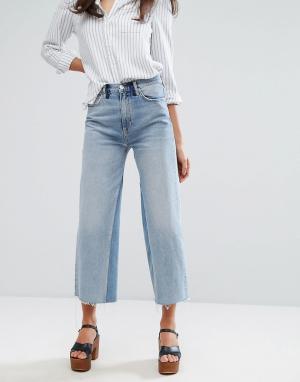 Укороченные выбеленные широкие джинсы с необработанным краем M.i.h Jeans-Синий MiH Jeans