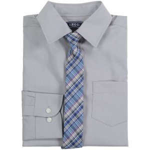 Комплект из эластичной однотонной рубашки с галстуком и пуговицами для мальчиков 8–20 лет, розовый Izod