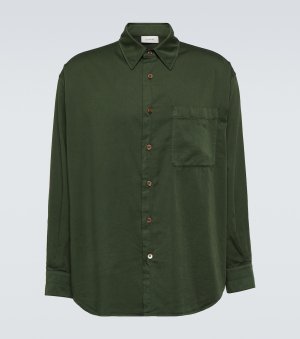 Рубашка из смесового хлопка и атласа , зеленый Lemaire