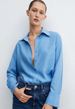 Рубашка Mango LIMA. Цвет: голубой