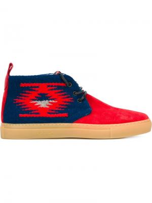 Ботинки на шнуровке с узором навахо Del Toro Shoes. Цвет: красный