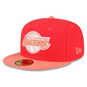 Мужская приталенная кепка красный/персиковый Los Angeles Lakers в тон 59FIFTY NEW ERA