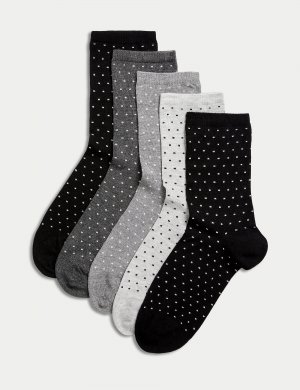 5 пар бесшовных носков до щиколотки , черный микс Marks & Spencer