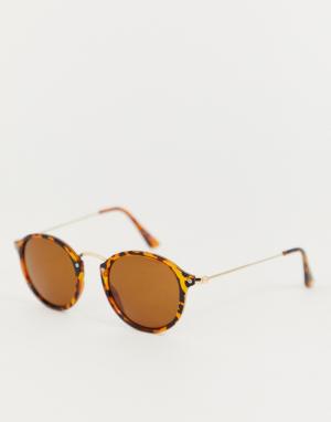 Круглые солнцезащитные очки в черепаховой оправе -Коричневый Jeepers Peepers
