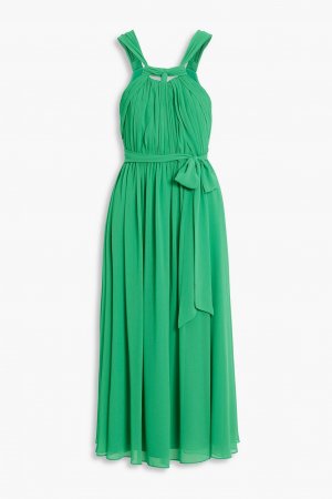 Платье миди из присборенного шифона BADGLEY MISCHKA, зеленый Mischka