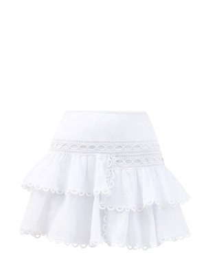 Воздушная юбка Shelley из хлопковой вуали и гипюра CHARO RUIZ IBIZA. Цвет: белый