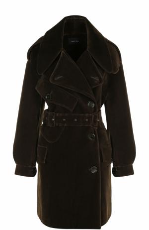 Укороченные бархатное пальто с поясом Simone Rocha. Цвет: хаки
