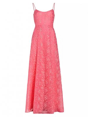Кружевное платье с цветочным принтом Linda Ml Monique Lhuillier, цвет petal pink Lhuillier