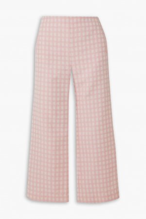 Укороченные брюки прямого кроя из смесового хлопка и букле-жаккарда в клетку, розовый Lisa Marie Fernandez