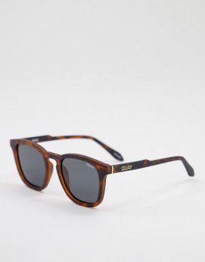 Круглые солнцезащитные очки унисекс в оправе с черепаховым дизайном и линзами дымчатой тонировкой Quay Jackpot-Коричневый цвет Australia