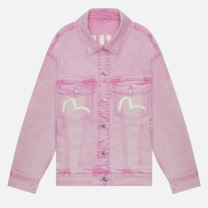 Женская джинсовая куртка Seagull & Embroidered Logo Denim Evisu. Цвет: розовый