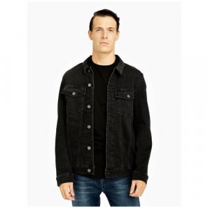 Джинсовая куртка , размер 54, черный Karl Lagerfeld. Цвет: черный