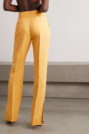 JACQUEMUS брюки прямого кроя из смесового льна Tibau, желтый. Цвет: желтый