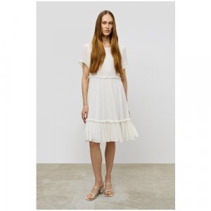 Платье , вискоза, трапециевидный силуэт, до колена, подкладка, вязаное, размер 44, белый Baon. Цвет: белый/white