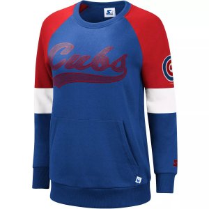 Женский пуловер с регланами для начинающих, королевский/красный цвета Chicago Cubs Playmaker, толстовка капюшоном Starter