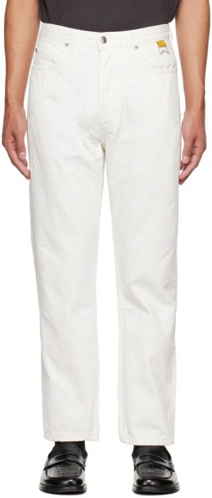 Белые джинсы-банданы с вышивкой Rhude