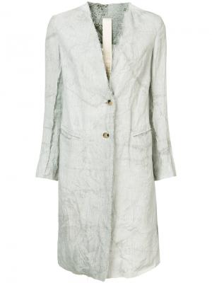 Пальто на пуговицах с необработанными краями Forme Dexpression D'expression. Цвет: серый