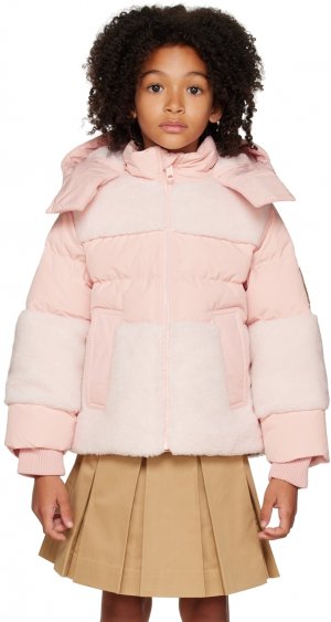 Детская пуховая куртка Thomas Bear розового цвета Burberry