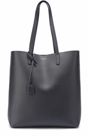 Кожаная сумка-шоппер с косметичкой Saint Laurent. Цвет: синий