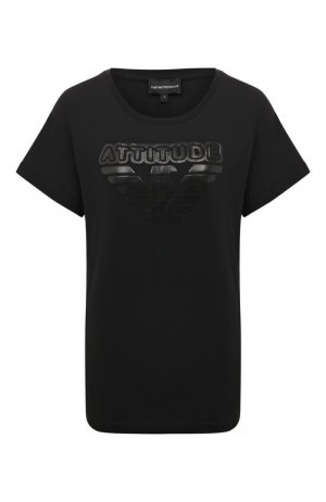 Хлопковая футболка Emporio Armani. Цвет: чёрный