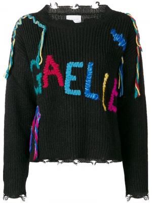 Вязаный свитер с логотипом Gaelle Bonheur. Цвет: черный