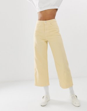 Пастельно-желтые широкие джинсы до щиколотки из органического хлопка -Желтый Weekday