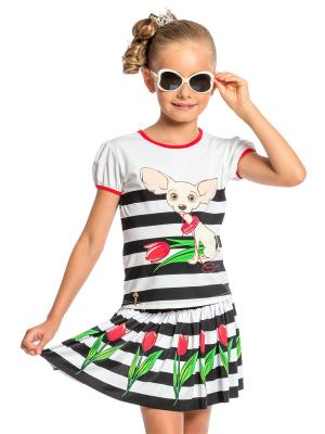 Пляжный комплект для девочек (юбка+футболка) Arina Festivita. Цвет: черный, белый, красный