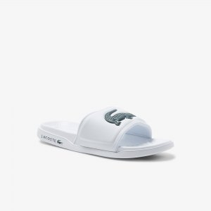 Сланцы Мужские пантолеты CROCO DUALISTE Lacoste. Цвет: белый,тёмно-зелёный