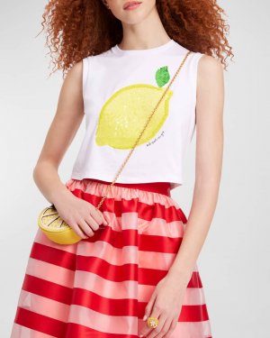 Укороченная футболка лимонного цвета без рукавов с пайетками kate spade new york