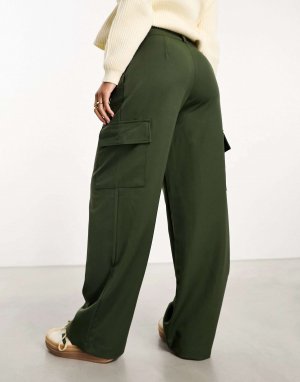 Деловые прямые брюки карго цвета хаки New Look. Цвет: хаки
