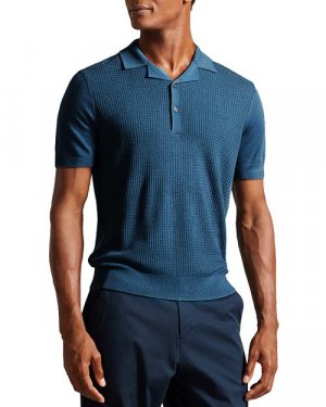 Текстурированная рубашка-поло с короткими рукавами Adio спереди , цвет Blue Ted Baker