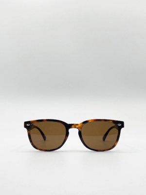Классические квадратные солнцезащитные очки в стиле преппи с каплевидной переносицей, коричневый SVNX