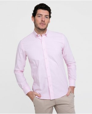 Светло-розовая однотонная мужская оксфордская рубашка узкого кроя, розовый Valecuatro