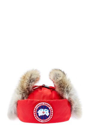 Шапка-ушанка с мехом койота и пуховым утеплителем CANADA GOOSE. Цвет: красный