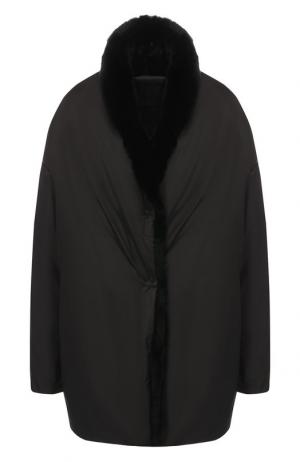 Куртка с отделкой из меха кролика Tegin. Цвет: черный
