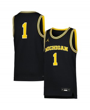 Реплика баскетбольной майки бренда Big Boys #1 Navy Michigan Wolverines Icon Jordan