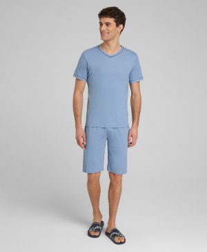Пижамы (футболка и шорты) PJ-0035 BLUE HENDERSON. Цвет: голубой