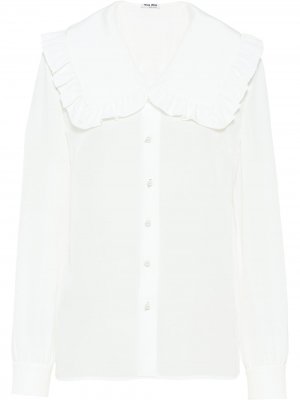 Крепдешиновая блузка Miu. Цвет: белый