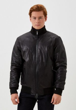Куртка кожаная утепленная Jorg Weber REVERSIBLE. Цвет: черный