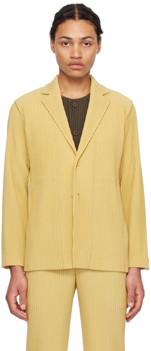 Желтый пиджак со складками 1 строгого кроя Homme Plisse Issey Miyake Plissé