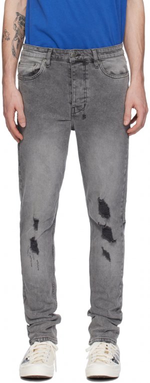 Серый - рваные джинсы Chitch Prodigy Ksubi